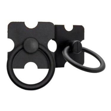 Imagem de Kit 20 Puxador Argola Preto Para Móveis Gaveta Armário Porta - Compras