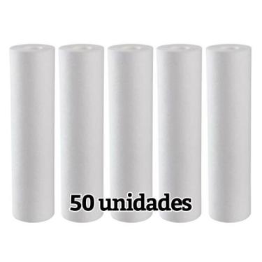 Imagem de Kit 50 Filtro Refil Cartucho Polipropileno Liso 10 5 Micras - BR Fish 