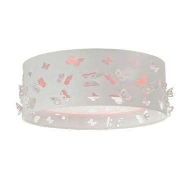 Imagem de Luminária infantil plafon borboletas  duplo rosa 40x16 - TOM LUZ