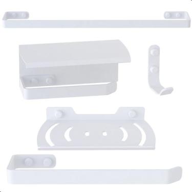 Imagem de Kit Acessórios Para Banheiro Branco 5 Peças Zmt - MetalCromo