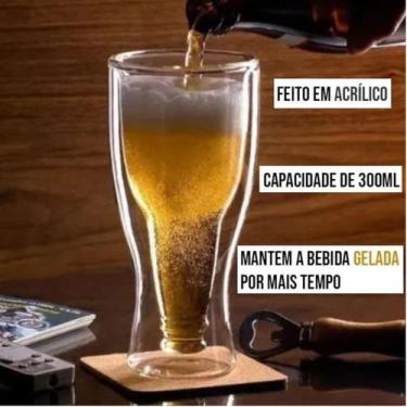 Imagem de Copo invertido acrílico garrafa invertida 300ml cerveja chopp
