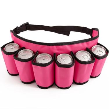 Imagem de Cinto de cerveja, pacote com 6 suportes de cinto de refrigerante, pochete ajustável, coldre, cintos de cerveja, acessórios para homens e mulheres, adequado para acampamento ao ar livre, caminhadas