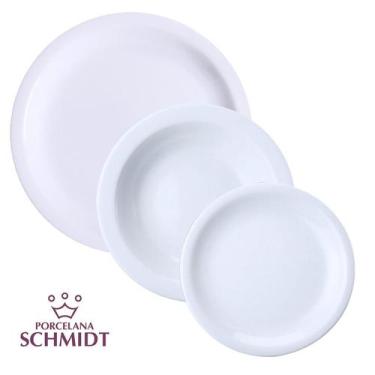 Imagem de Jogo Pratos Protel 6 Rasos 6 Fundos 6 Sobremesa Porcelana Schmidt 6 Lu