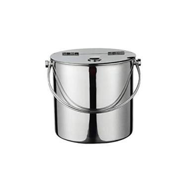 Imagem de balde de gelo para festas Balde de gelo em concha de aço inoxidável balde de gelo portátil engrossado com tampa bar cerveja coquetel balde de gelo casa bebida fria balde de gelo recipiente de gelo
