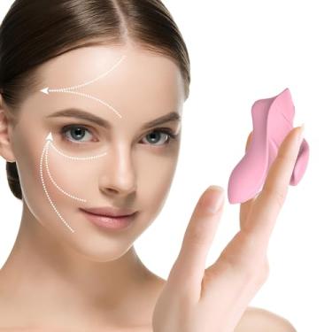 Imagem de KELITE Bola de massagem portátil nas costas, à prova d'água e recarregável, potente facial, multifuncional, olho e pescoço, mini massageador vibratório (rosa)