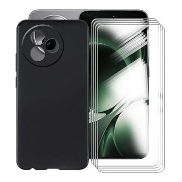 Imagem de AQGGIIXY Pacote com 4 películas de vidro temperado + capa para Xiaomi Redmi K80 Ultra (6,8 polegadas), protetor de tela de dureza 9H e capa de silicone macio, capa protetora preta de TPU - preta