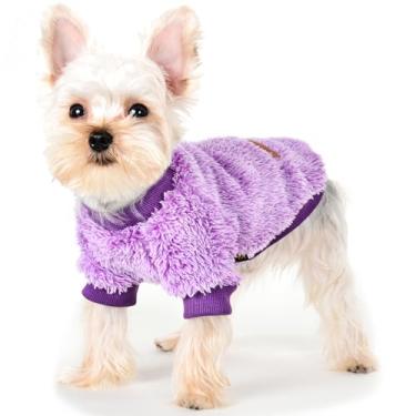 Imagem de XXS Camisolas para cães de lã camisola para cão pequeno camisola para cão roupas de inverno macias quentes para cães de estimação camisolas para cães pequenos rapariga e rapaz chávena de chá cão chihuahua yorkie roupas de cão gato camisola casaco casaco roxo