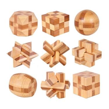 Imagem de Conjunto de quebra-cabeças de madeira VolksRose IQ Challenge, 9 unidad