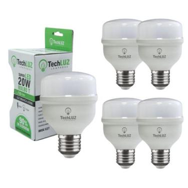 Imagem de Kit 5 Lâmpadas Led Super Bulbo 20w Alta Potência Bivolt Branco Frio- T