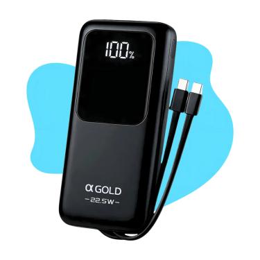 Imagem de Power Bank Tecnológico Preto 22.5W Display Digital Portátil