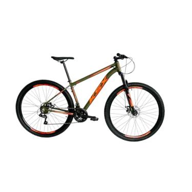 Imagem de Bicicleta Bike Aro 29 MTB Alumínio KSX SD7 21V Câmbios Especiais Cabeamento Interno Unissex (VERDE MILITAR (ADS LARANJA), 15)