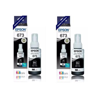 Imagem de Kit Tintas Epson Original 673 T673 T673120 2 Pretos L800 L810 L1800 L805 L850 70ml