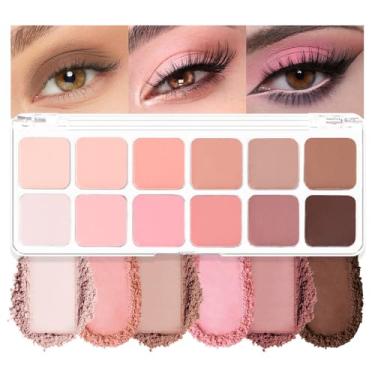 Imagem de AMY'S DIARY Paleta de sombras rosa claro marrom claro de 12 cores, sombra de longa duração e altamente pigmentada. Eleve sua maquiagem nos olhos - Liberte seu estilo único (nº 13)