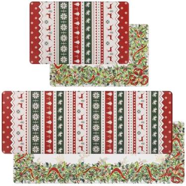 Imagem de U'Artlines Conjunto de 2 peças estampadas em ambos os lados para casa, escritório, antiderrapante, 43 x 71 cm + 43 cm x 119 cm (colorido natalino)