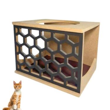 Imagem de Nicho Para Gato MDF Resistente Montado Com Carpete Antiderrapante Casi