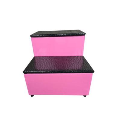 Imagem de Escada Auxiliar 2 Degraus Antiderrapante Beleza - Rosa Bebê - D Inovar