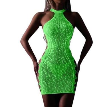 Imagem de Body arrastão fluorescente mini vestido sensual - MIX NICHO, UNICO