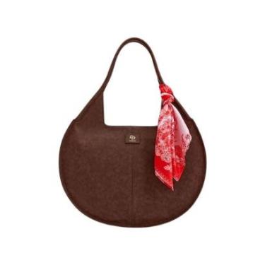 Imagem de Bolsa Feminina Colcci Hobo Suede De Ombro Grande Cafe-Feminino