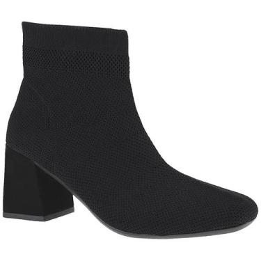 Imagem de Bota Feminina Knit Meia Salto Grosso Bico Quadrado Médio - LAZZLU, Pre