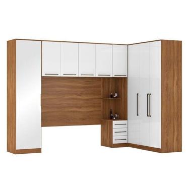 Imagem de Quarto Modulado Casal Irlanda 6 Peças (3 Armários + 1 Ponte Aérea + 2 Complementos) QCM...