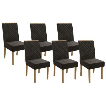 Imagem de Kit 6 Cadeiras Sala Jantar 2CAD149FR 6 Un Freijó/Linho Chumbo Escuro A - Kappesberg