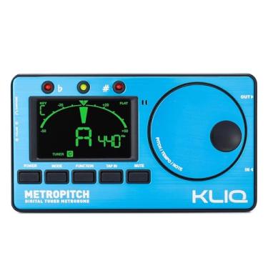 Imagem de KLIQ MetroPitch - Afinador de metrônomo para todos os instrumentos - com guitarra, baixo, violino, Ukulele e modos de afinação cromática - Gerador de tom - Bolsa de transporte incluída, azul