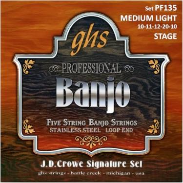 Imagem de GHS Strings PF135 J.D. Crowe Signature Series (palco), 5 cordas de aço inoxidável para banjo, médio leve (10-20)