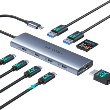 Imagem de Monitor versátil USB C Video Hub 3 com DP Alt Dual 4K@30Hz, HDMI, 100W PD, 10Gbps*6Ports, SD 4.0, divisor USBC para MacBook, Dell, HP, ASUS, iMac, iPad Pro, Steam Deck, Rog Ally, Legion Go, Samsung