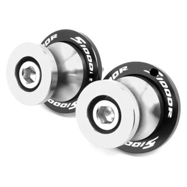 Imagem de BYYINGSUS Acessórios de motocicleta 8 mm parafuso de suporte de braço oscilante bobinas deslizantes compatíveis com S1000R S1000RR 2009-2022 2023 (S1000r prata)