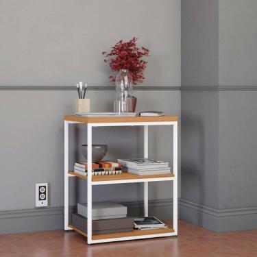 Imagem de Mesa de Apoio 45cm Kappesberg Crome Canela/Branco