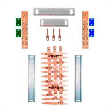 Imagem de Kit Barramento Trifásico 80A para 24 Circuitos com Placa de Policarbon