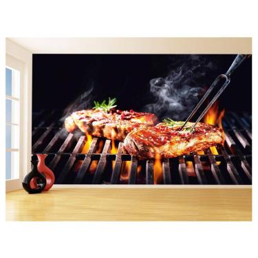 Imagem de Papel De Parede Alimentos Carne Churrasco Fogo 3,5M Al277