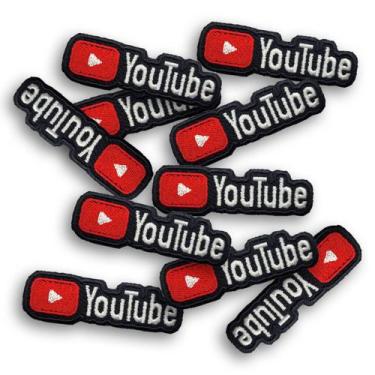 Imagem de Kit Com 10 Patch Bordado YouTube Termocolante Aplique 8x2cm - Sete Set