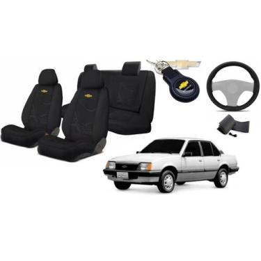 Imagem de Kit Capas Tecido Assentos Monza 1982 a 1995 + Volante + Chaveiro GM - 