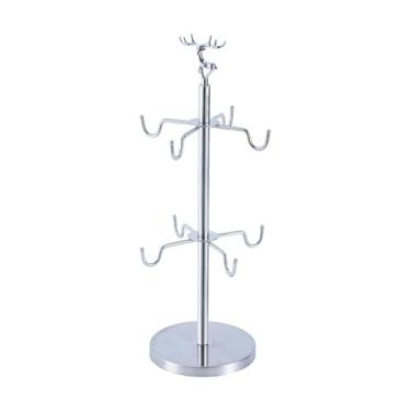 Imagem de Fxzqgnh Porta-copos Tipo árvore com 8 Ganchos, Grande Capacidade, Organizador Resistente, Porta-copos de Café, Profissional para de Bar Na Sala de Est, Prata, Tamanho real