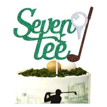 Imagem de Golf Seven-tee Cake Topper, Golf 70th Birthday Decoration, Funny Golf Theme 70 Seventy Sign for Golfer Fans, 70th Birthday Party Decorations Supplies