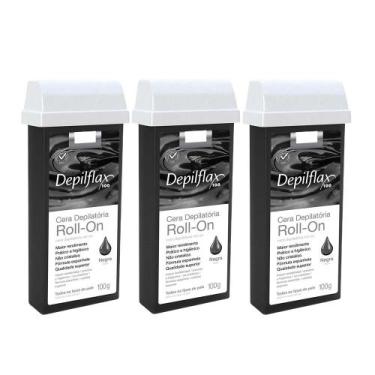 Imagem de Kit c/3 Ceras Depilatória Negra Refil Roll On Depilflax 100g