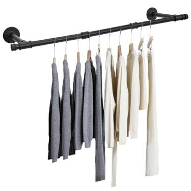Imagem de Suporte de parede para roupas, rack de roupas industrial, 97 cm, barra de ferro resistente, haste removível para armazenamento de armário, lavanderia, quarto, haste de pendurar roupas multiuso, estilo