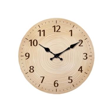 Imagem de XLWLLNJ Relógio de Parede Decorativo de 11,69 Polegadas, Moderno, Silencioso, Anti-taque, Relógio de Madeira Rústico, Fácil de Pendurar, Ideal para a En, Marrom, Tamanho real
