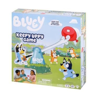 Imagem de Bluey Keepy Uppy Game. Help, Bingo, and Chilli Keep The Motorized Balloon in The Air with The Character Paddles for 2-3 Players. Ages 4+