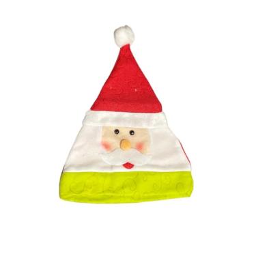 Imagem de Gorro Natalino Decorado com Rena, Touca de natal vermelha e verde com PomPom Branco | Acessório Natalino Festivo para Adultos e Crianças, Decoração e Fantasia de Natal (Papai noel)