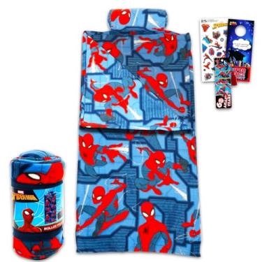 Imagem de Spiderman Sleeping Bag Set - Bundle with Soft Superhero Slumber Bag with Pillow Plus Stickers, More for Kids, Boys | Spiderman Sleeping Bag 27" x 55"