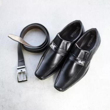 Imagem de Kit Sapato Social Masculino Verniz Cinto Fivela Quadrada - Bkarellus, 