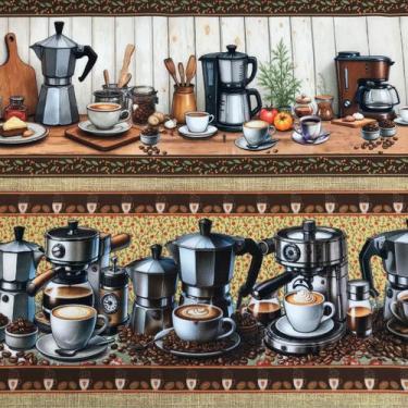 Imagem de Tecido Tricoline Barrado Digital Cafeteria 0,55x1,50m 100% Algodão - T