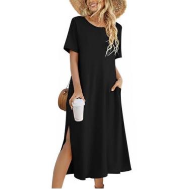 Imagem de Vestido Zeagoo Tropical Travel Vacation, solto, preto para mulheres
