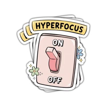 Imagem de 3 adesivos Hyperfocus On Off Switch, decalque de vinil engraçado com humor neurodivergente para adolescentes, adultos, estudantes, escritores, jogadores, laptop, caderno, diário, scrapbook, carro