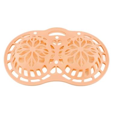 Imagem de Luqeeg Sacos de Silicone para Lingerie com Botões de Pressão, Bolsa para Lavar Roupa Íntima, Protetor de Sutiã Portátil para Secadora para Máquina de Lavar e Secar Roupa (Bege)