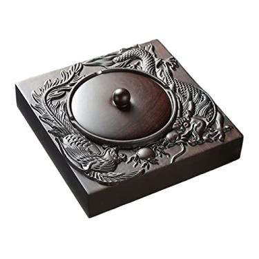 Imagem de Cinzeiro de ervas daninhas cinzeiro de madeira com tampa grande sala de estar casa cinzeiro retro criativo chinês feito à mão cinzeiros para cigarros
