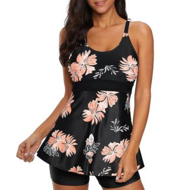 Imagem de Maiô Tankini Zando 2024 Tummy Control feminino rosa floral