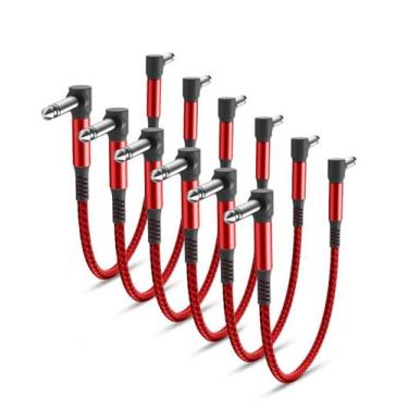 Imagem de Cabos de conexão para pedais de guitarra Elebase, pacote com 6, 15 cm 
